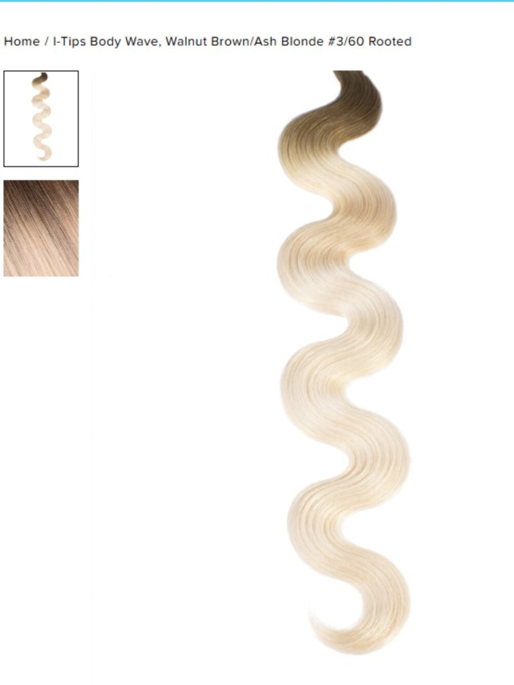 Bellami S-Wave I-Tip Rooted Hair Extensions Walnut Brown/Ash Blonde #3/#60 - 20"